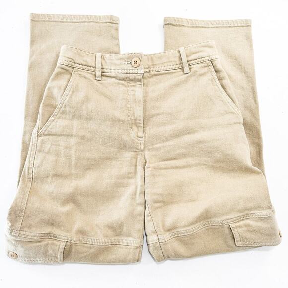 Wilfred Free Cargo Denim Jeans Wide Leg Carpenter Style Straight Green Size 0 - Picture 4 of 10